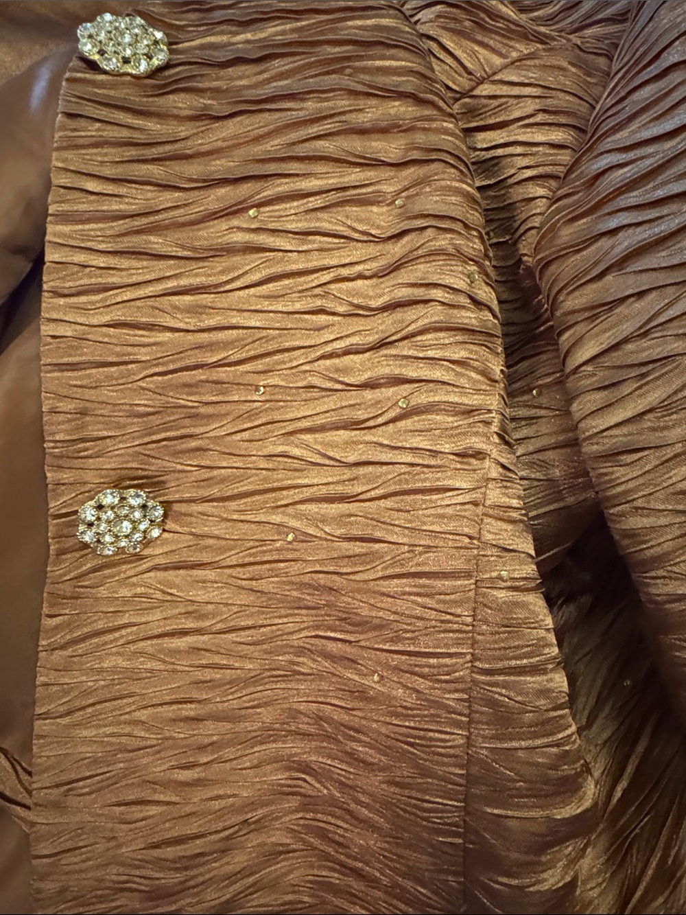Women's VINTAGE Rust Textured Button Front Jacket Rhinestone Buttons B5 - Picture 6 of 7